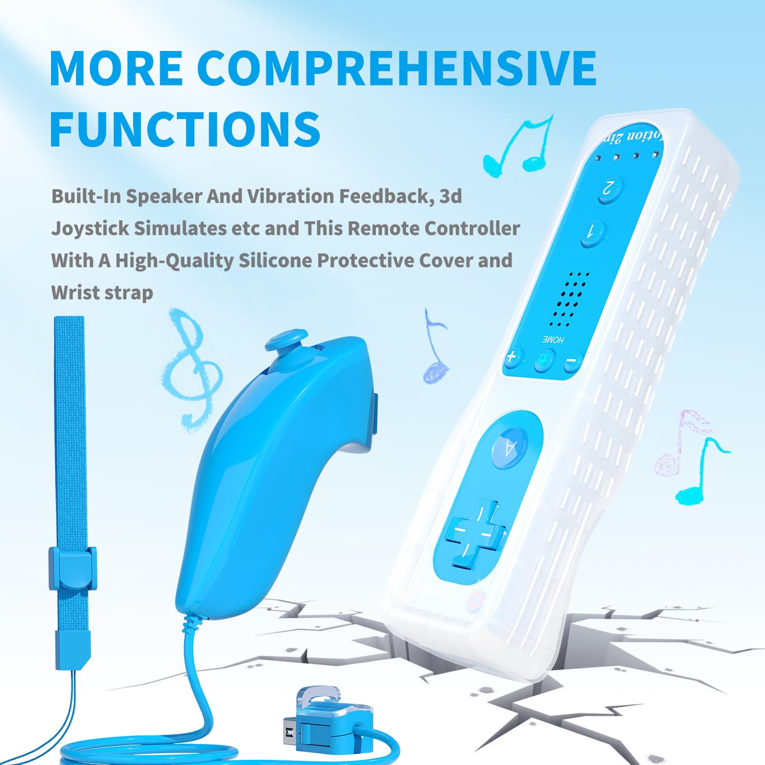 2 set di telecomandi per Wii, telecomando di ricambio integrato Motion Plus Controller e Nunchuck (rosso blu)