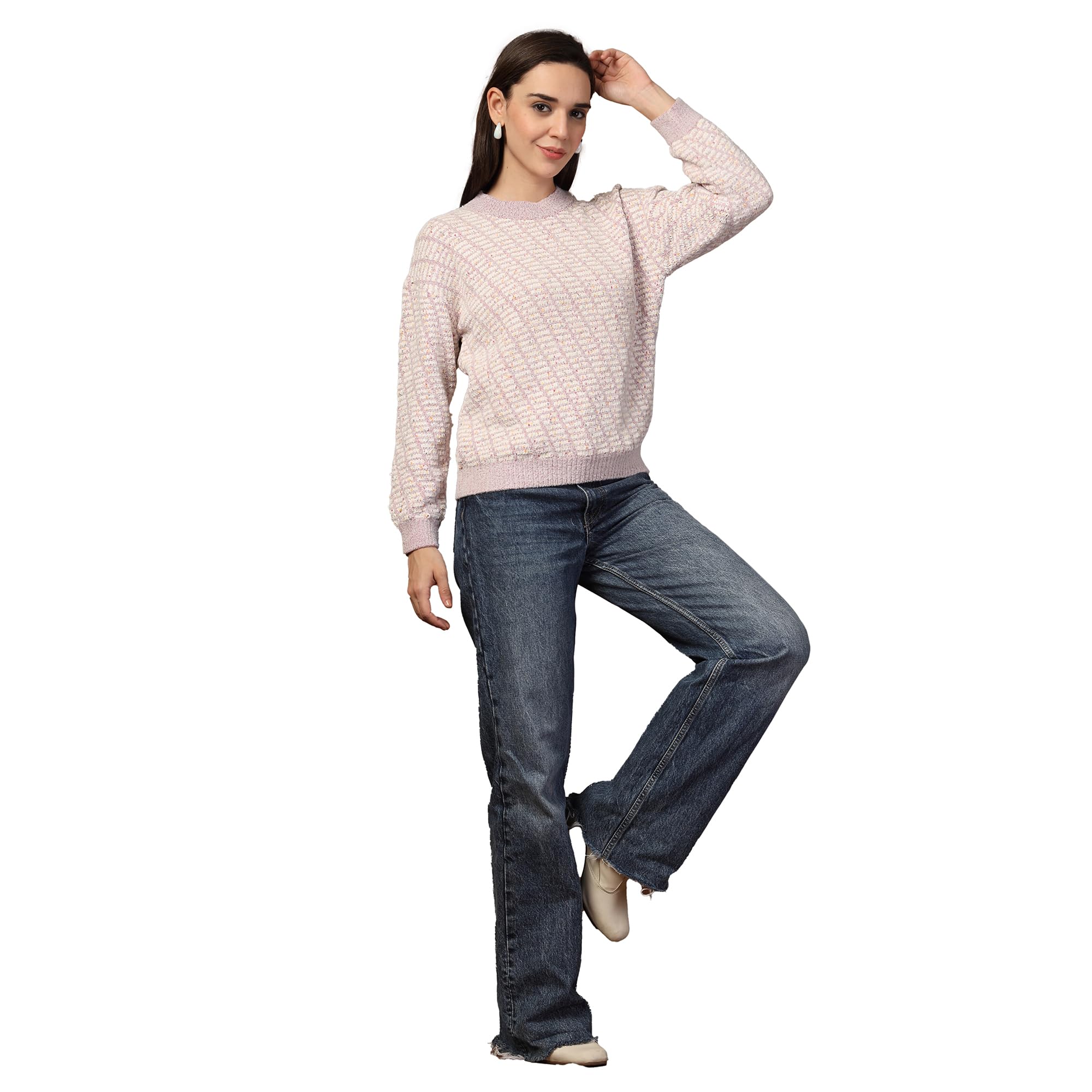 Women Woollen Pullover Lavender_T5W 25422-image-5