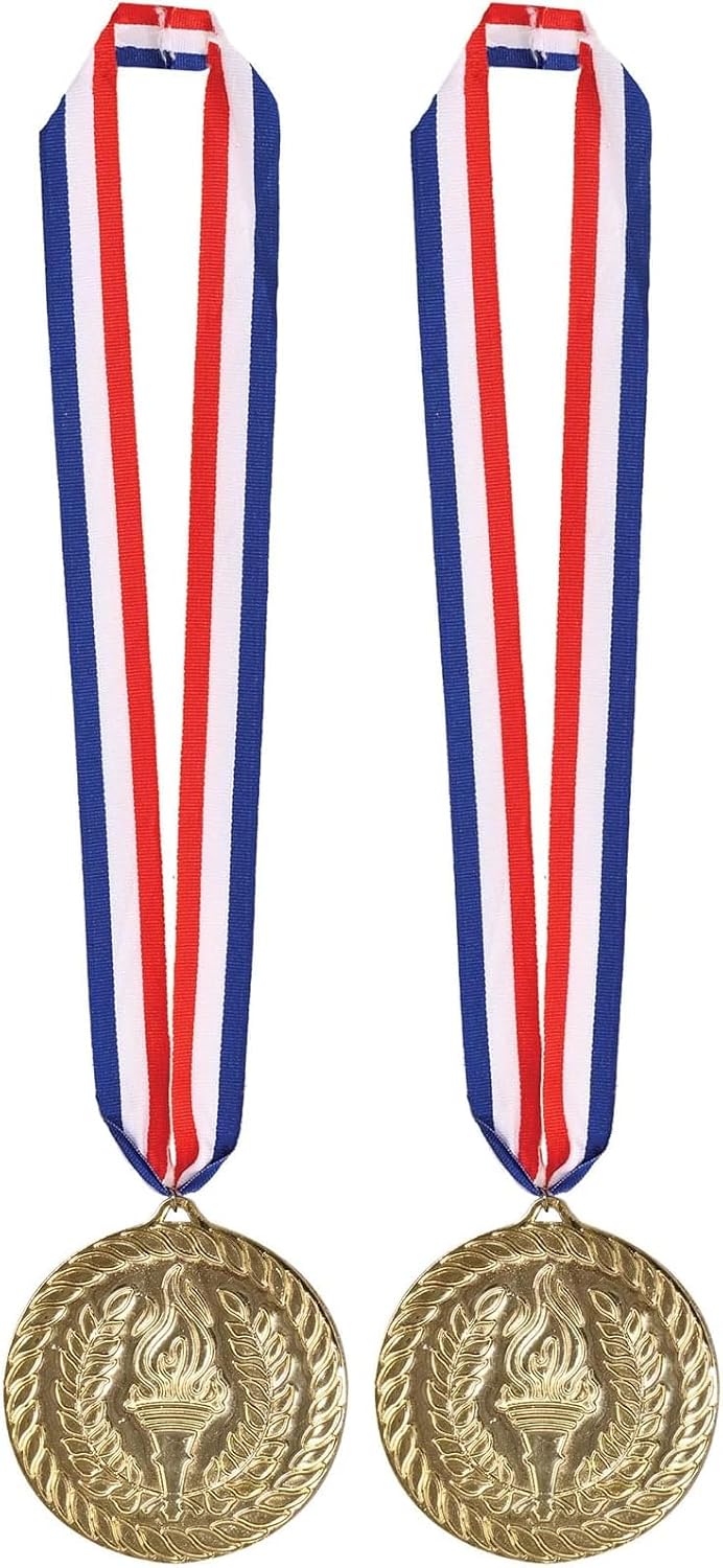 Beistle Gold Medal with Ribbon (Pack of 2)