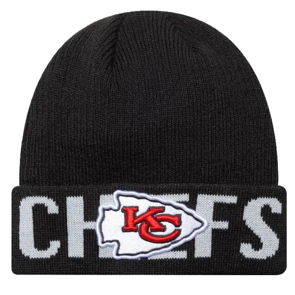 New Era Unisex Black Adult's Knit Wordmark Nfl Kansas City Chiefs Beanie Knit Hat