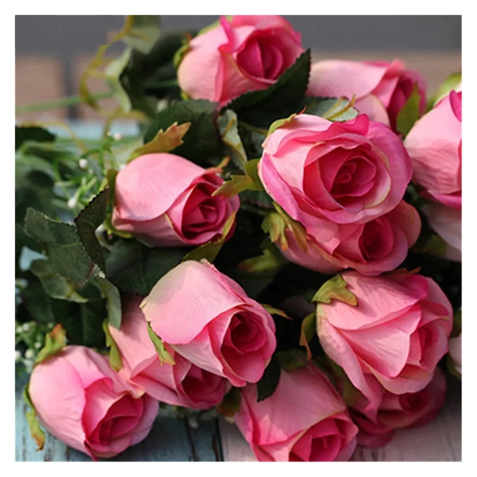 Fiori artificiali Bouquet di rose di fiori di simulazione di seta a 7 teste Bouquet di rose artificiali Bouquet da sposa Bouquet di fiori artificiali for la tavola di nozze di famiglia Fiore finto(Dee