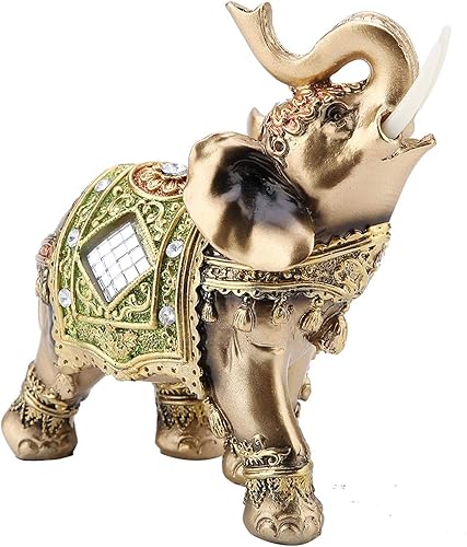 Miniatura 8 de KUIDAMOS Elefante elegante de color latón, figura de la suerte de riqueza para oficina, decoración del hogar, escultura, regalo, figuras de animales