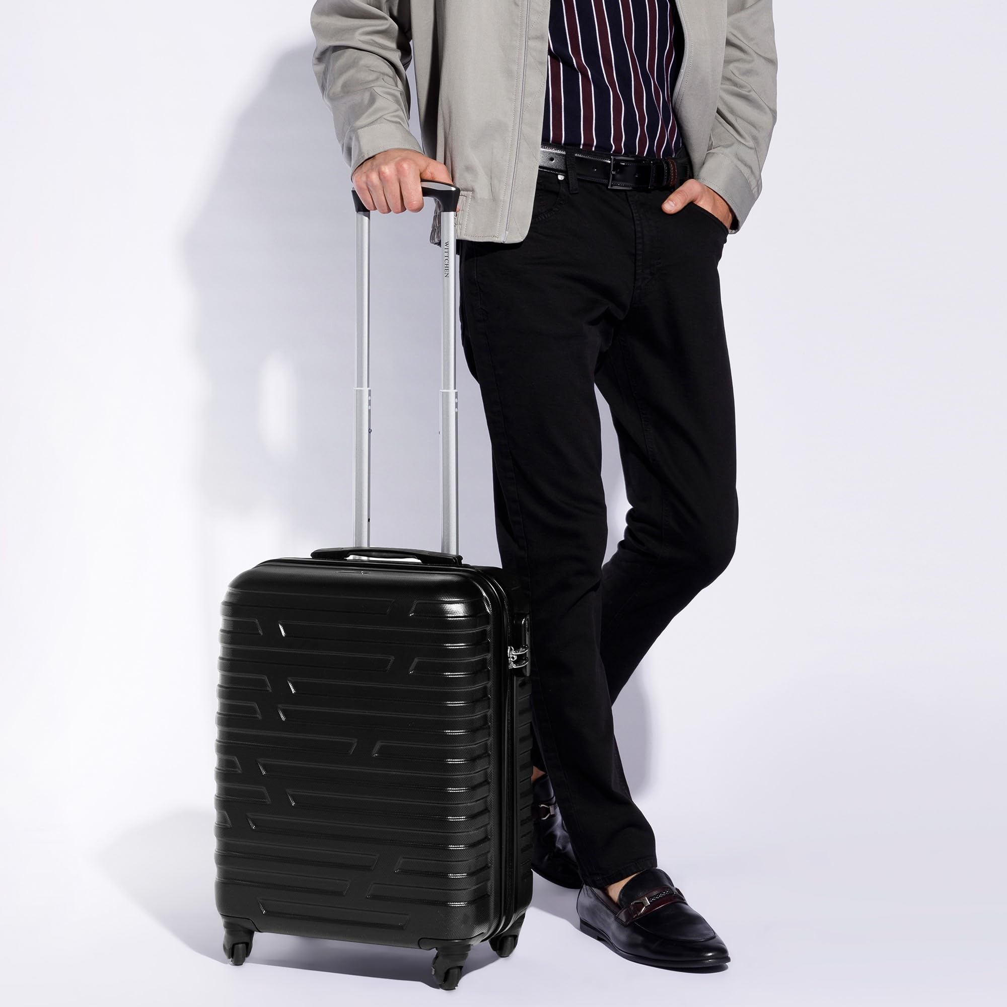 WITTCHEN A-line II valigia da cabina a mano | trolley a mano valigia da imbarco rigida in ABS di alta qualità e robusta Taglia S nero Ryanair/ITA Airways/easyJet/Volotea