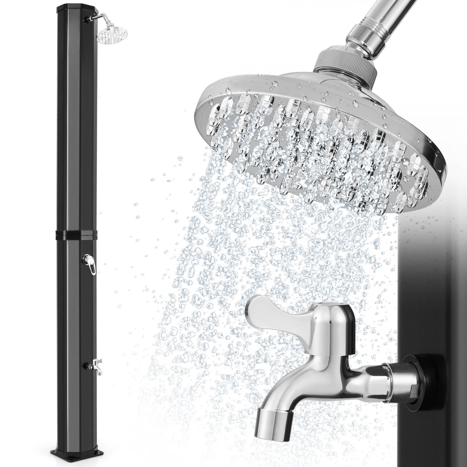 TANGZON 227 cm Outdoor Solar Shower with 60L Tank