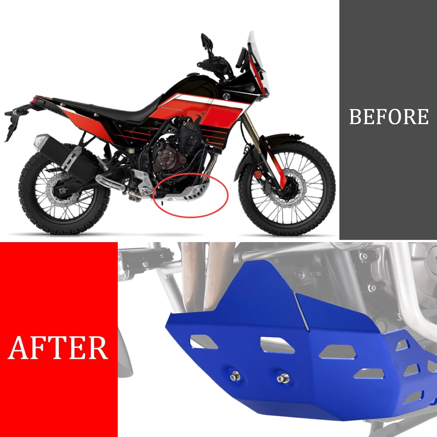 Tenere700 Skid Plate - Front Engine Bash Cover Guard Compatible with 2019-2024 Tenere 700/ T7/ Rally - Skidplate Thickness Enhancement (Blue)