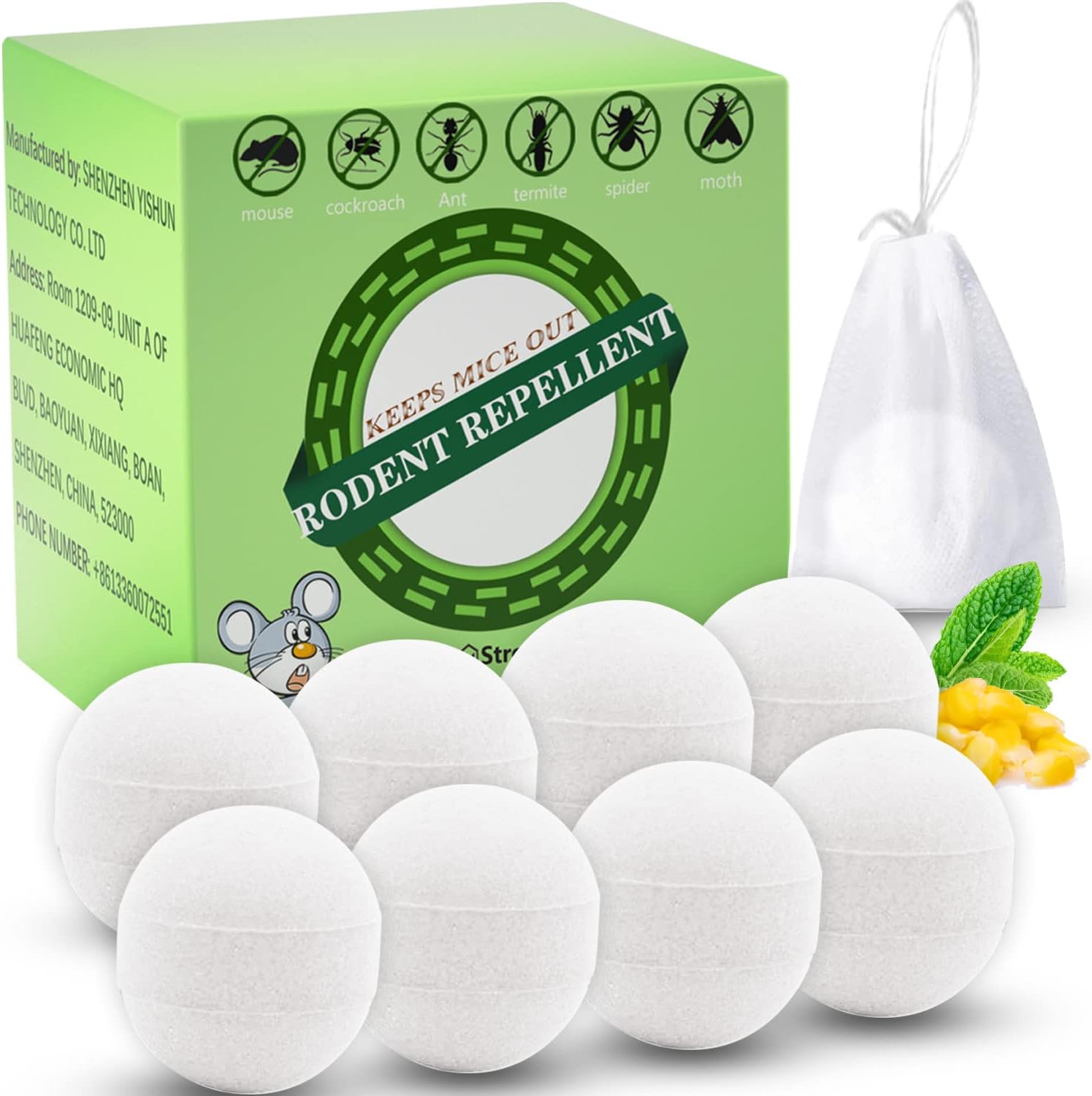 Moth Balls for Rodents, Peppermint Oil to Repel Mice and Rats, Rodent Repellent Balls, Mouse Repellent, Mint Squirre, Mice Away, Mint Mice Repellen for Outdoor, Indoors & Outdoors(8-Pack)