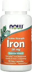 NOW Foods - Ferro Mineral Essencial de Dupla Força 36 mg. - 90 cápsulas vegetais