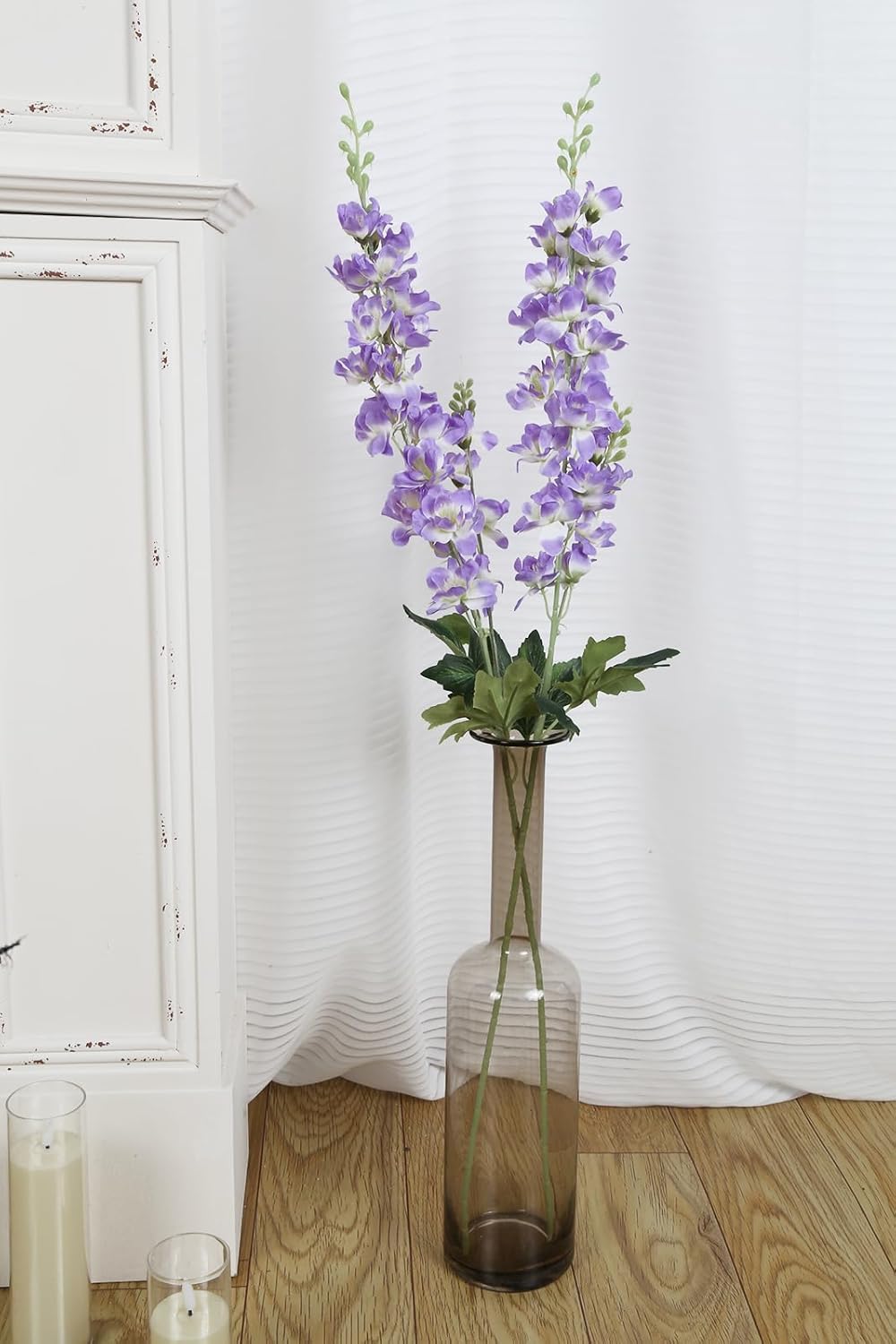 8PCS Purple Delphinium Artificial Flowers 33.5'' Faux Delphinium Bulk Long Stem Silk Larkspur Flowers for Tall Vase Home Wedding Garden Table Decor(Purple) - Image 2