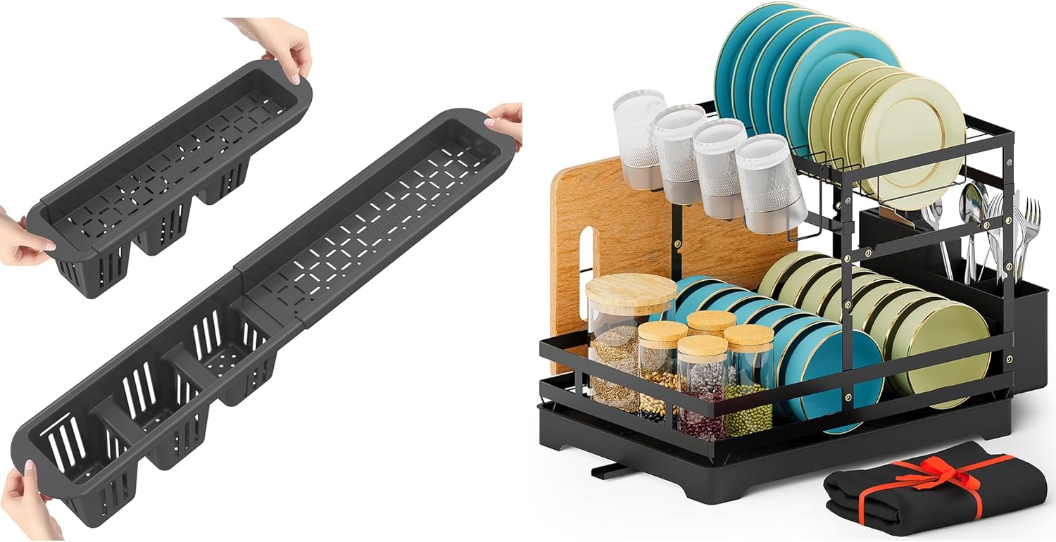 Amazon.com: BBXTYLY Black Over The Kitchen Sink Caddy Sponge Holder ...