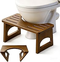 Vista 1 de JACNITAD Taburete de inodoro plegable, taburete de 7 pulgadas para baño, taburete de inodoro de bambú para adultos, taburete plegable