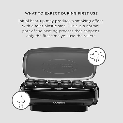 Miniatura 6 de Conair Rodillos calientes de cerámica de 1 12 pulgadas, súper clips incluidos, crea rizos grandes y flexibles, color negro, exclusivo de Tienda
