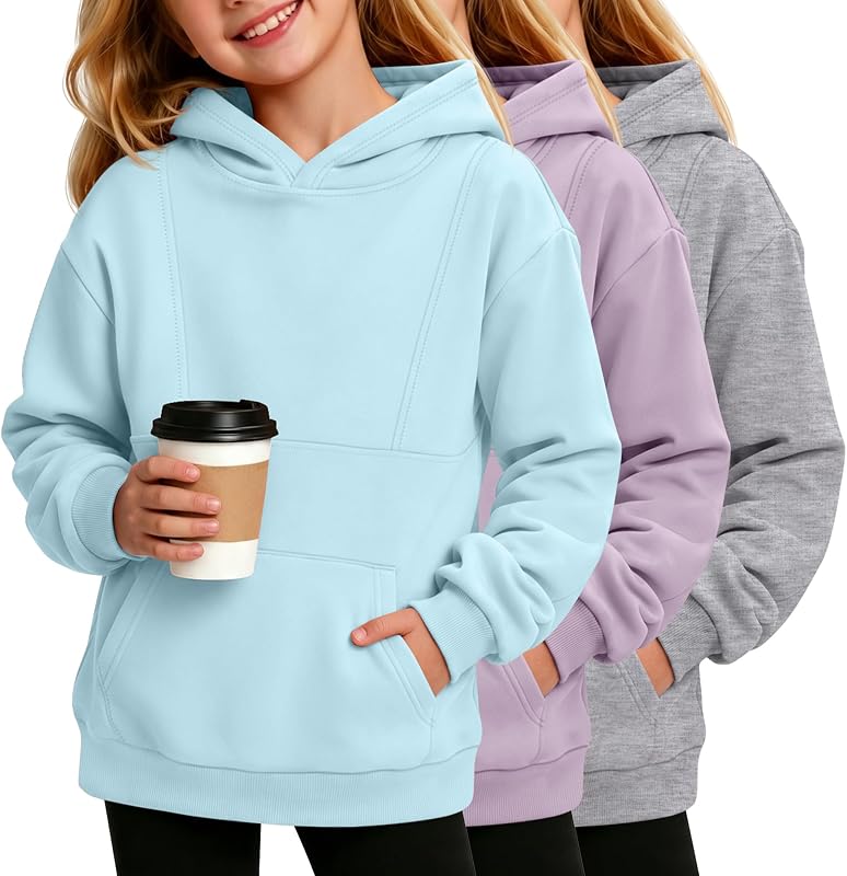 Halfchet 3 Pack Girls Hoodie Preppy Hooded Sweatshirt