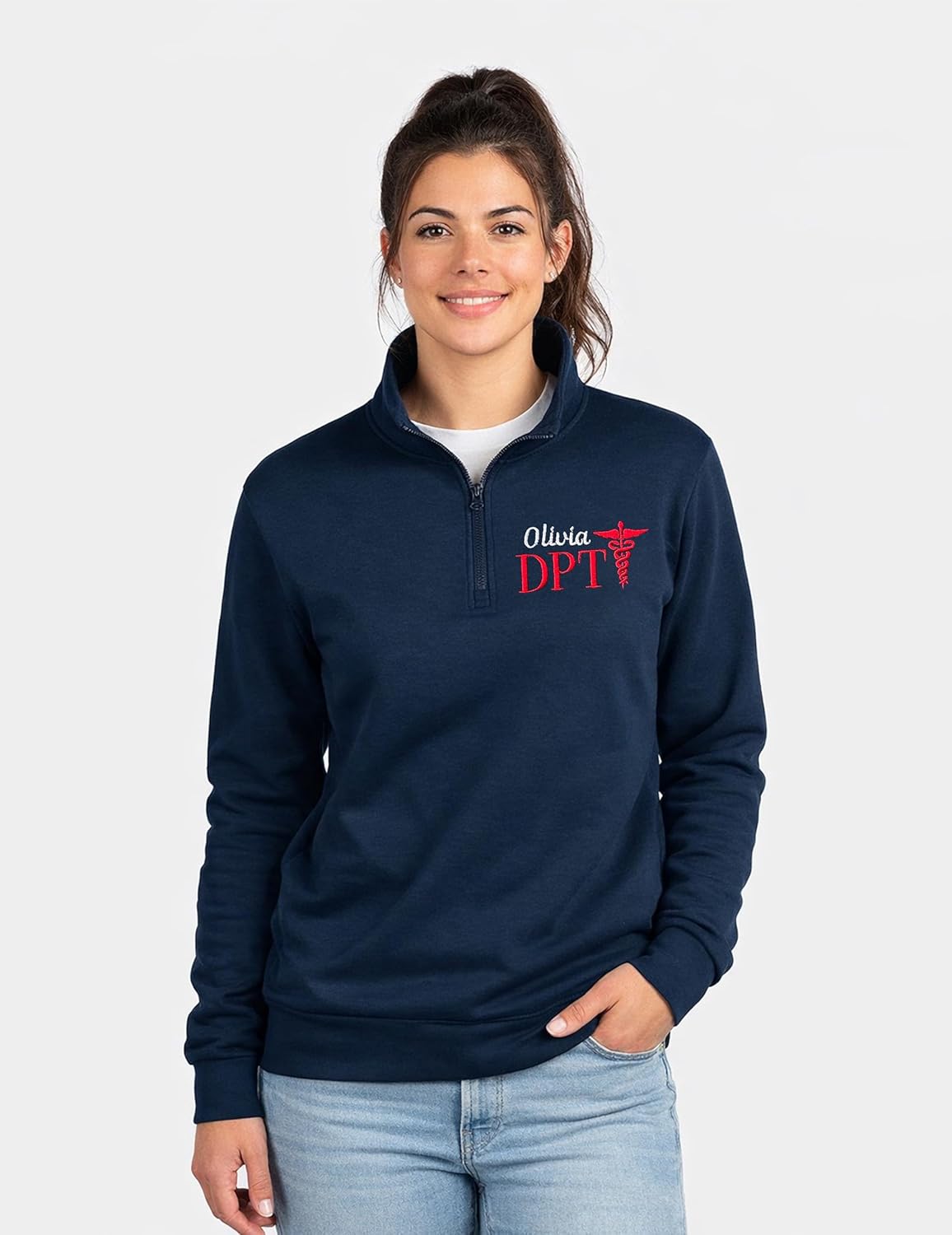 Personalized Embroidered Nurse Quarter Zip Sweatshirt, Gift for Nurse Doctor, Graduation Gifts for Nurses - Image 2