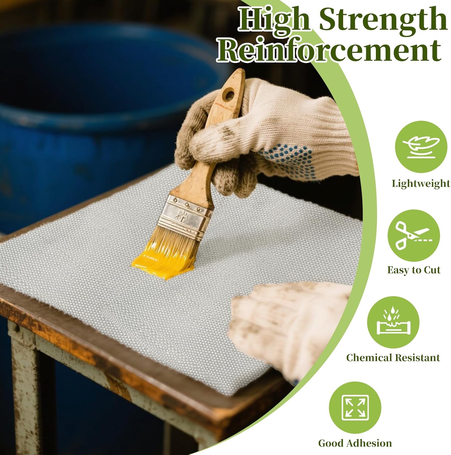 Fiberglass Cloth Tape 50FT 2 Rolls Non-Adhesive Plain Weave Repair High Strength Cloth for Seams, Reinforcement, Fiberglass Resin Saturation,Insulation (White, 4 InchX50 feet)