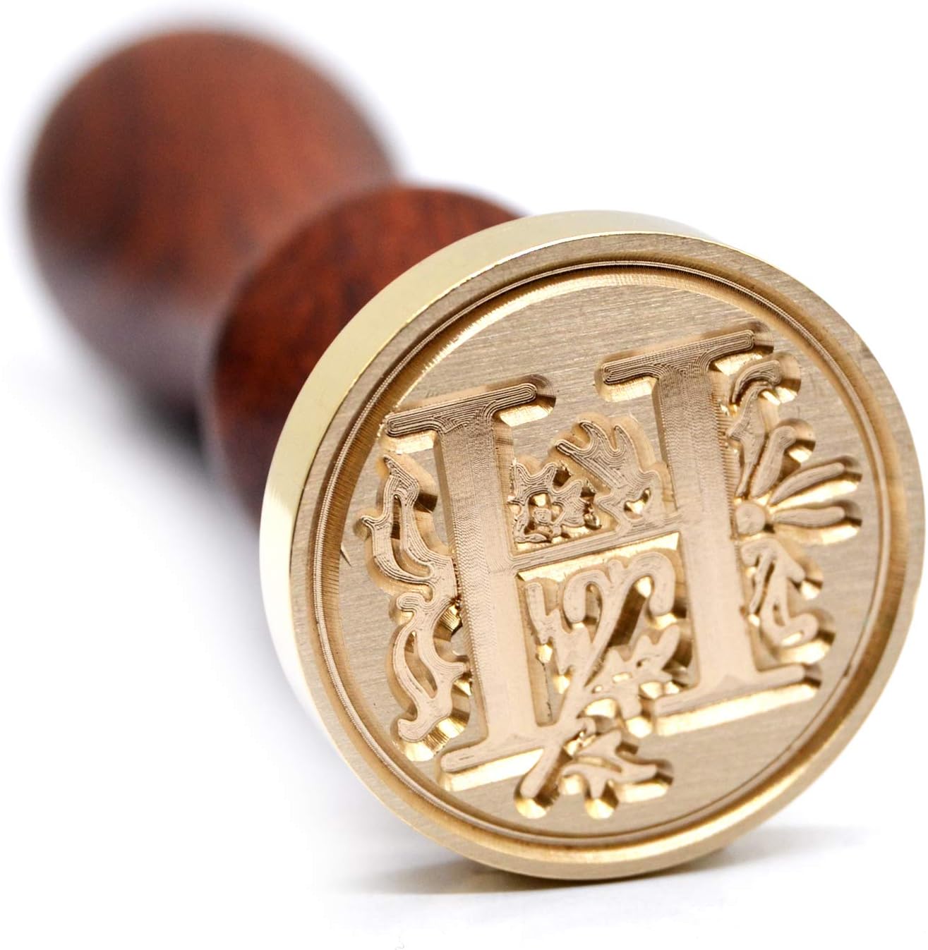 Medieval Initial Alphabet Wax Seal Stamp, Brass Head Wooden Handle, for Thanksgiving Card/Envelope/Gift Wrap/Wedding Engagement Party Invitation - Letter H
