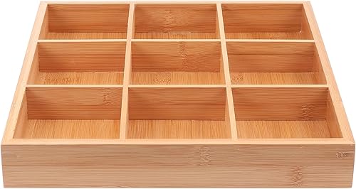 Luxshiny Bandeja de madera con 9 secciones: bandeja dividida para servir aperitivos y aperitivos de frutas, elegante organizador para cocina y