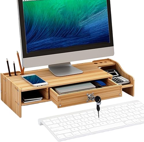 Miniatura 2 de Desktop Computer Riser, With Storage Organizer, 48.8x20x10.5cm, Wooden Desk Organizer, Computer Monitor Shelf, Easy To Assemble And Use, For Home