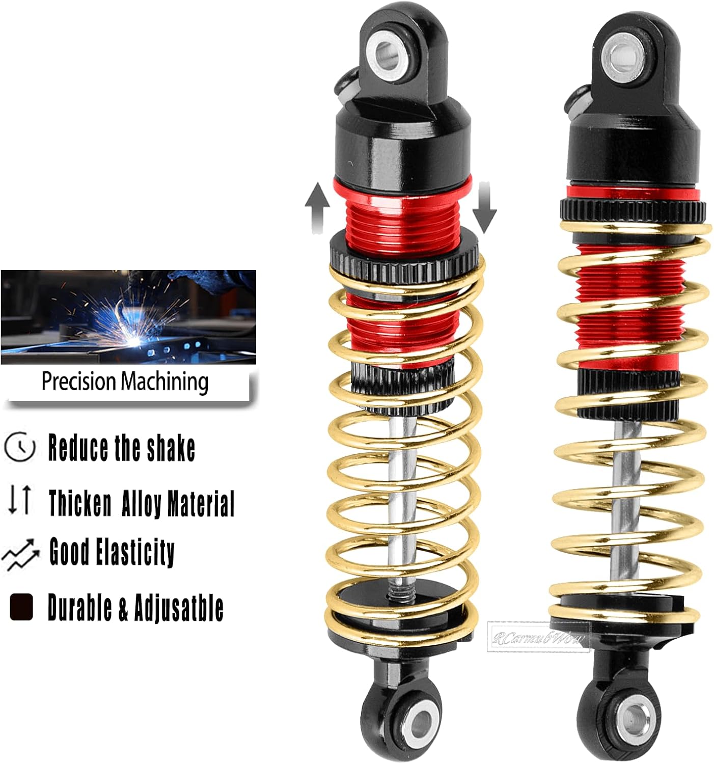 RC Shock Absorber Upgrades Part for 1/18 Granite Grom,1/14 Typhon Grom,1/16 Mojave Grom,1/18 LaTrax,Alloy Aluminium Front Rear Shock Absorbers Dampers,Red