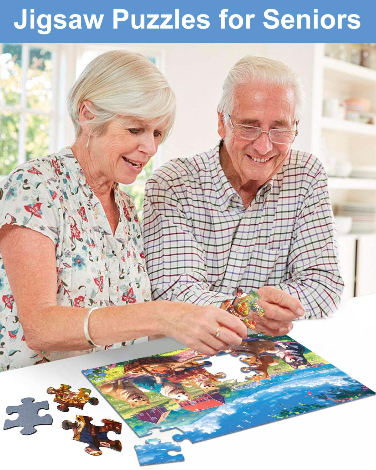 Yigney 6 Pack 36 Large Piece Jigsaw Puzzles for Seniors Alzheimer Product for Elderly Dementia Activities Memory Game for Patients in Nursing Home with Storage Box
