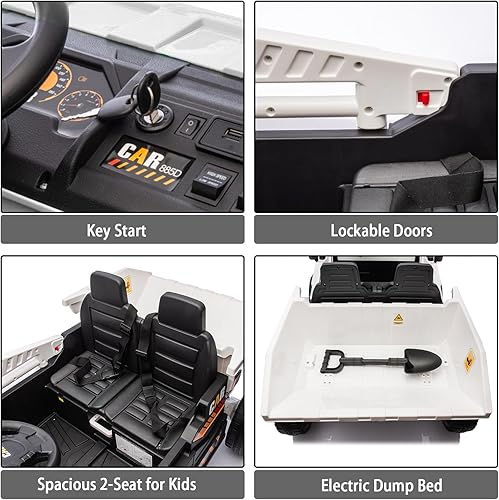 Miniatura 7 de Camión eléctrico de juguete para niños de 12 V 10 AH de 2 plazas XL con cama volquete eléctrica, con control remoto para padres, tractor, camión