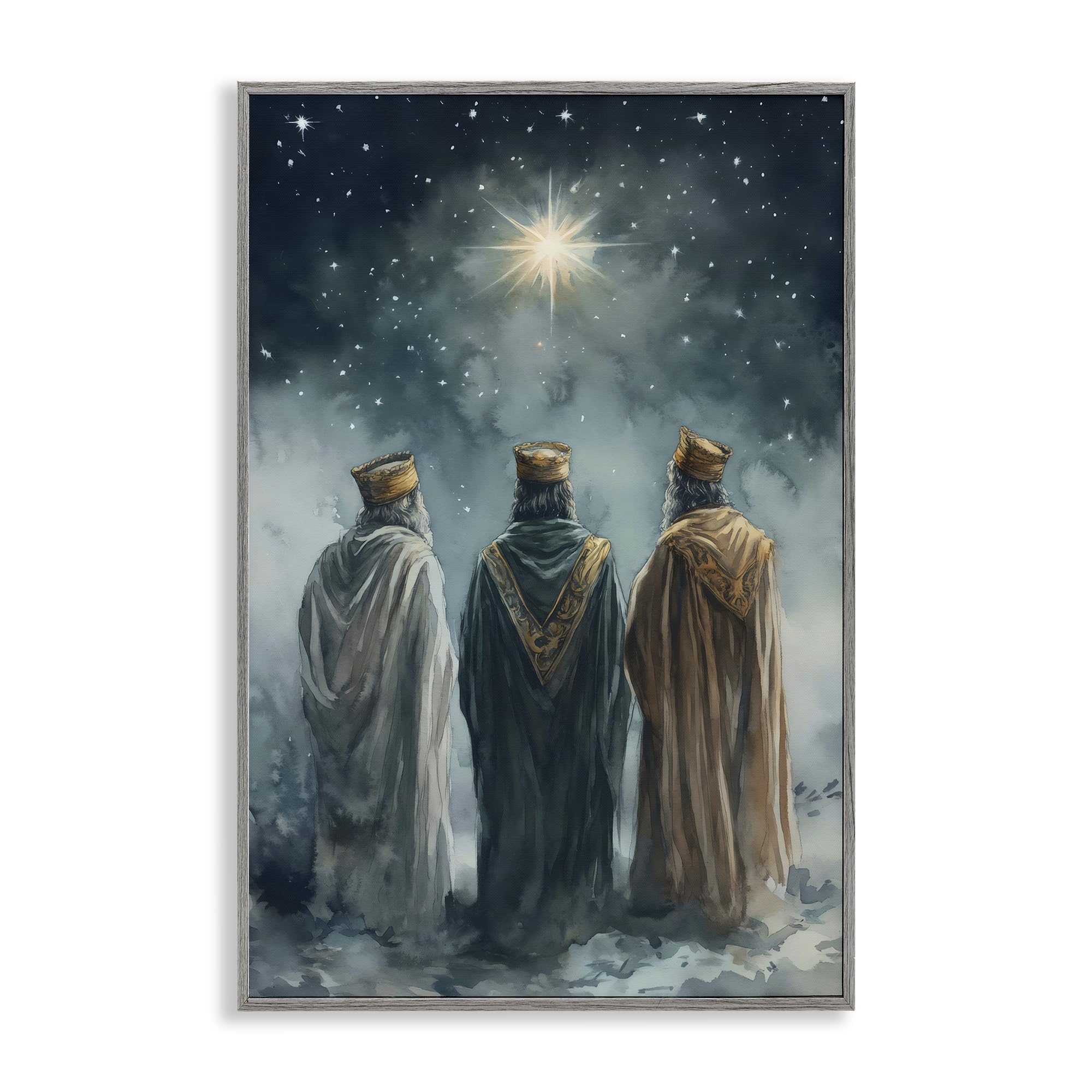 Three Wise Men Stupell Industries cadeau de Noël idéal tableau gris 30 x 20 cm