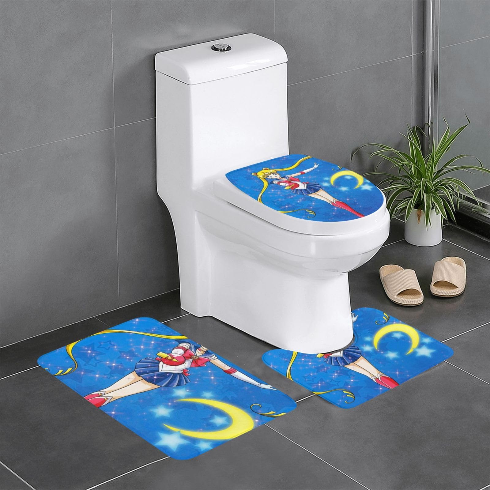 セーラームーン マット 布団カバー トイレタリー　3点セット Amazon | 美少女戦士セーラームーン っています トイレマット 3