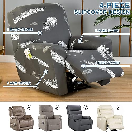 Vista 114 de Eco-Ancheng Fundas reclinables Lazyboy de 4 piezas, fundas para sofá reclinable, fundas antideslizantes para sillas reclinables, con bolsillos