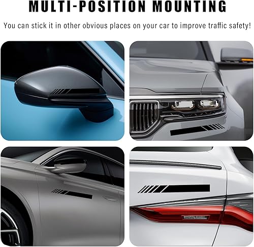 Miniatura 6 de 2 calcomanías para espejo retrovisor de automóvil, 5.51 x 0.55 pulgadas, impermeables, para espejo retrovisor lateral, rayas universales de