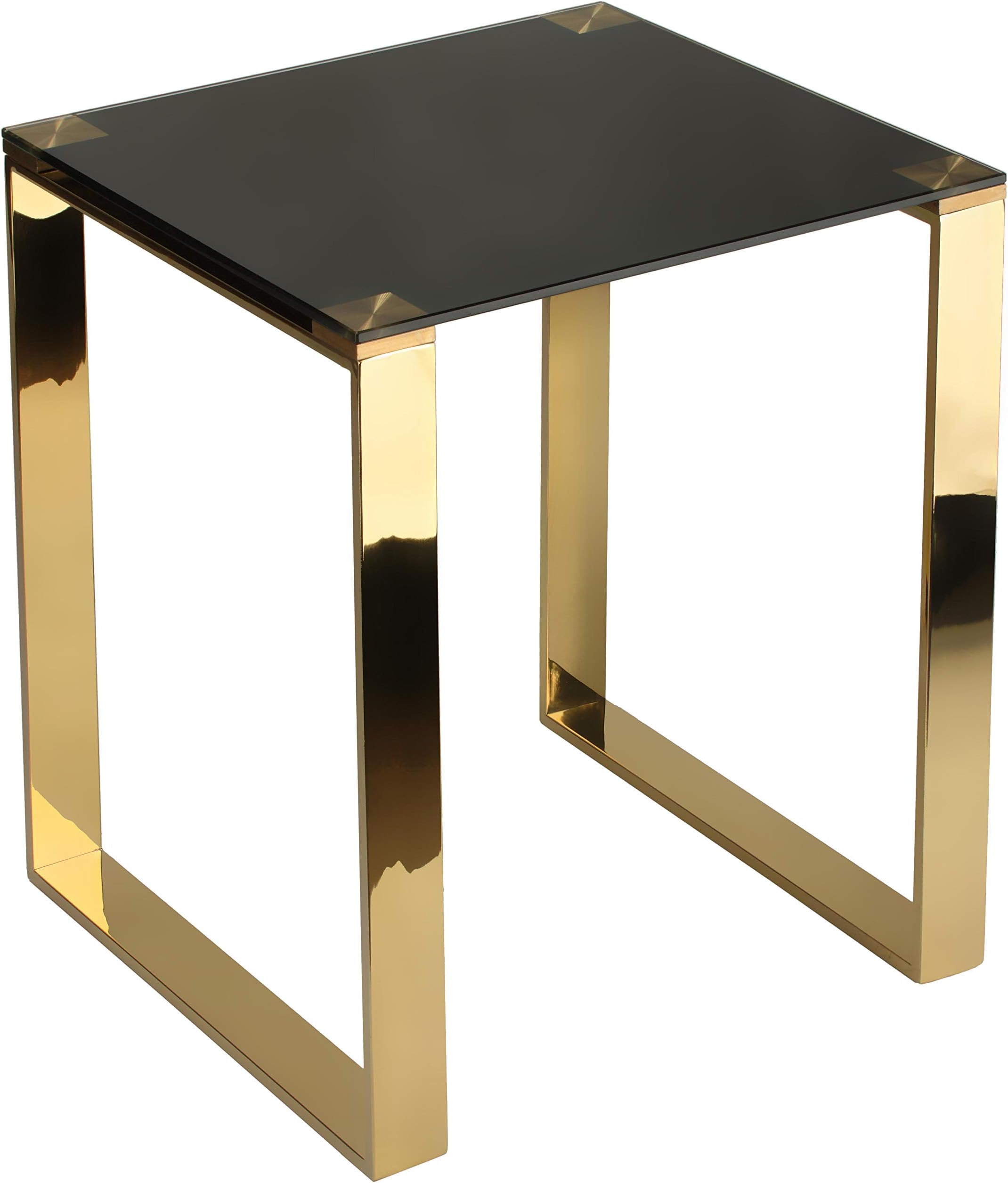 Cortesi Home CH-ET636045 Remini End Table, Gold Metal and Black Glass, End Table 18"