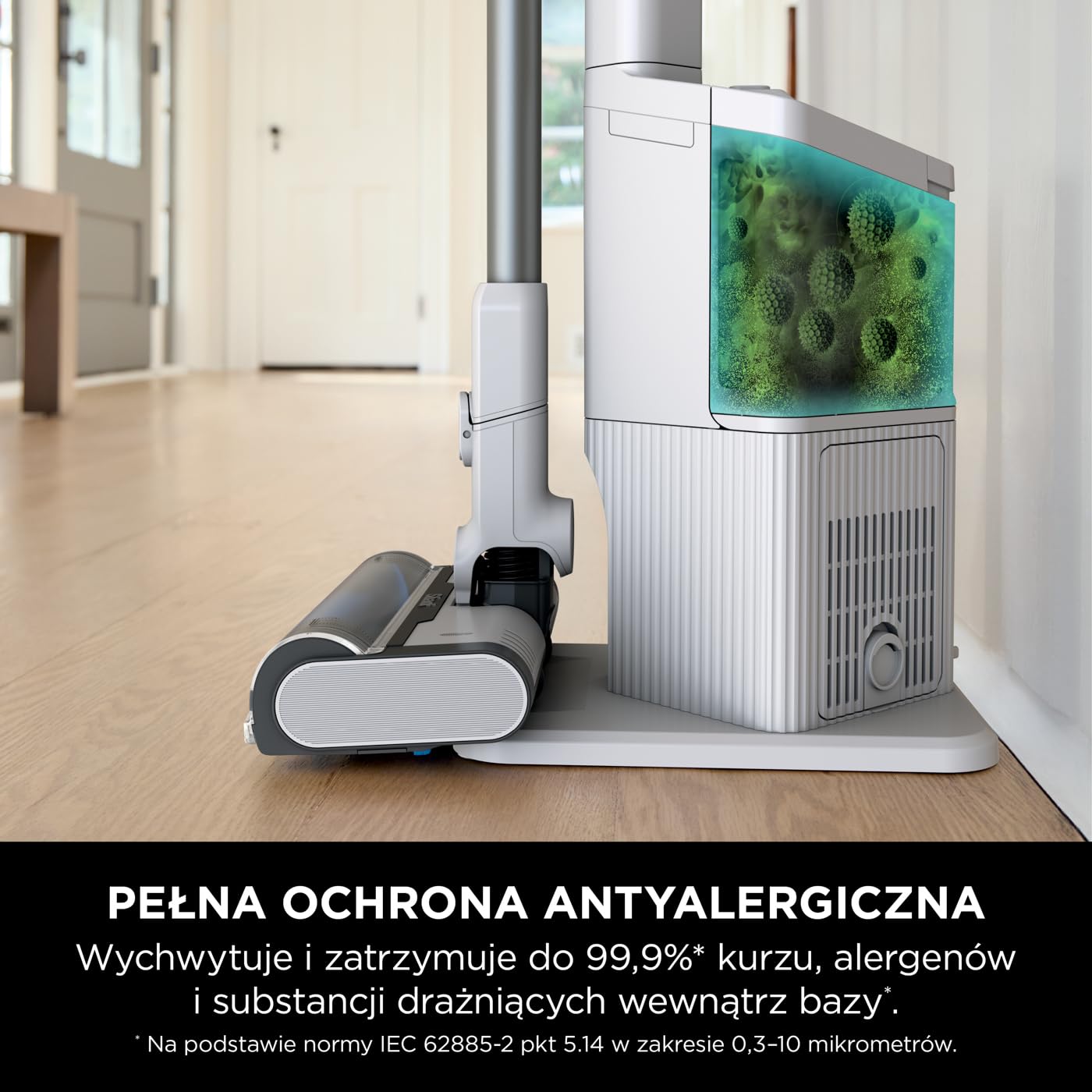 Shark Clean & Empty Bezprzewodowy odkurzacz z automatycznym systemem opróżniania, czas pracy 40 min, Anti Hair Wrap, akcesoria do sierści i szczelin, stacja ładująca, biało/niebieski, BU3521EU