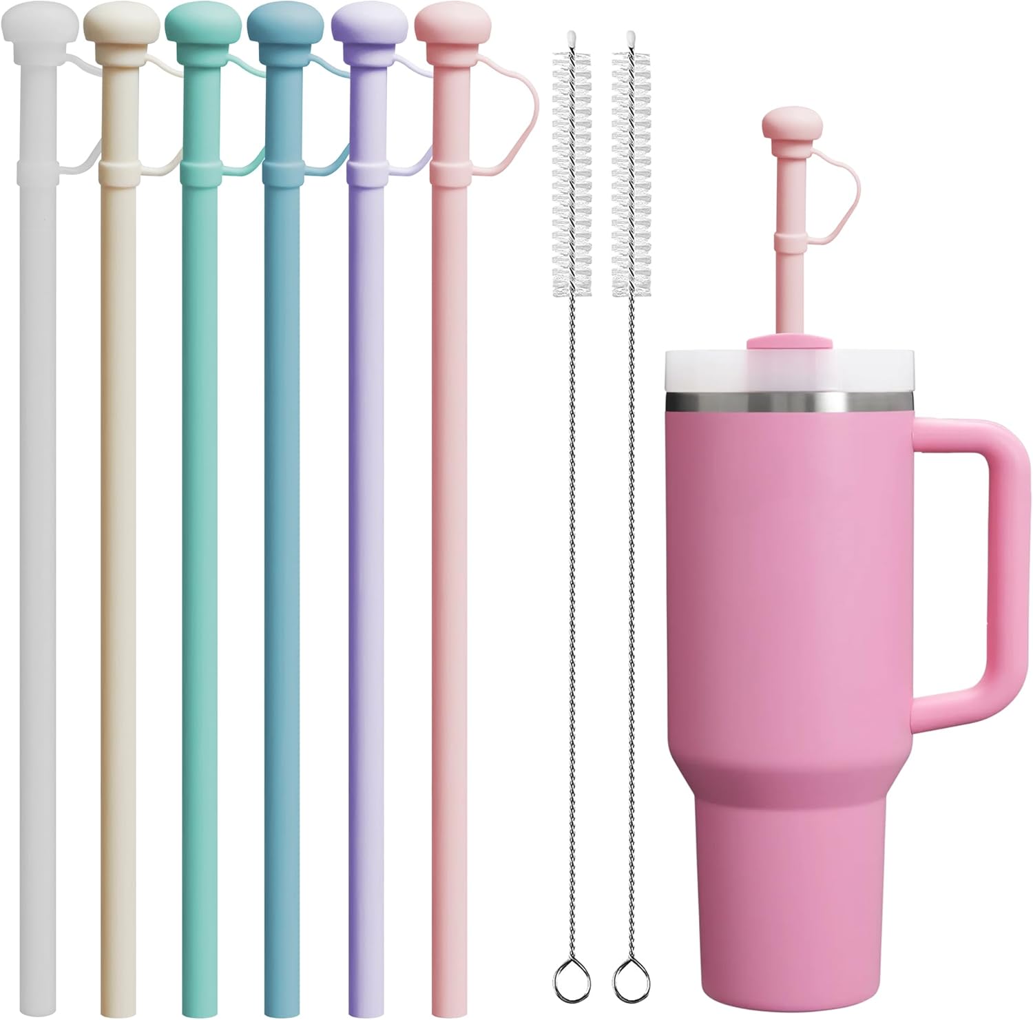 Silicone Straw Replacement for Stanley Cup, Long Reusable