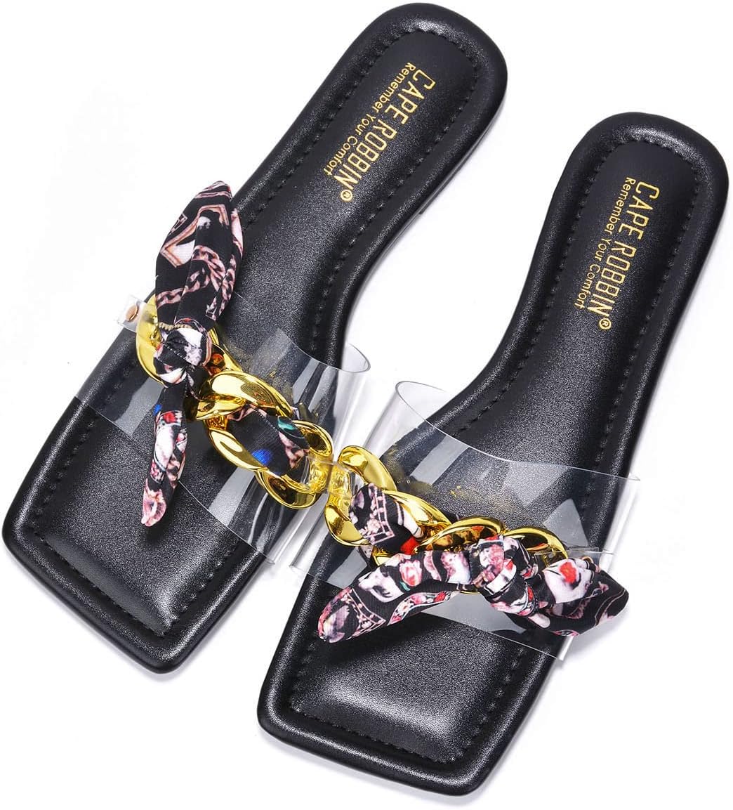 Cape Robbin Rival Flat Sandals Slides for Women, Womens Transparent Mules Slip On Shoes - Image 5