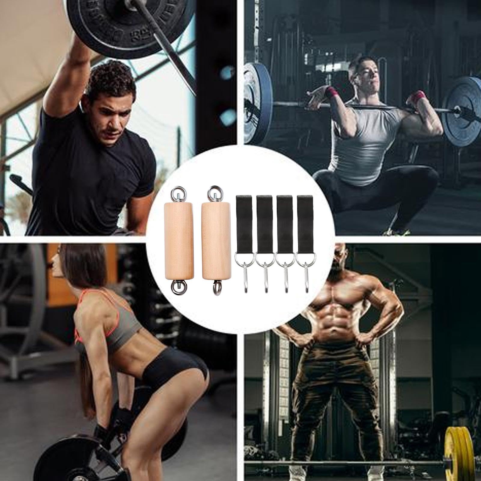 Lot de 2 poignées de traction en bois portables pour la maison, la gym, le fitness, l'entraînement en plein air pour les amateurs et les athlètes professionnels