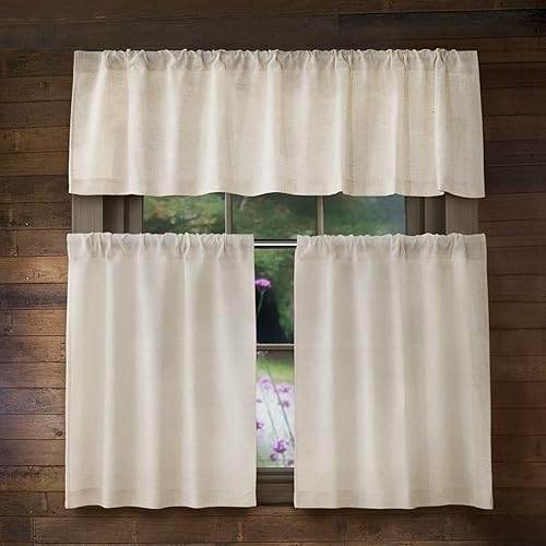 Miniatura 6 de Cortinas de cocina de lino Valea Home de 45 pulgadas de largo, cortinas rústicas de estilo granja, cortinas cortas crudas de cafetería, bolsillo