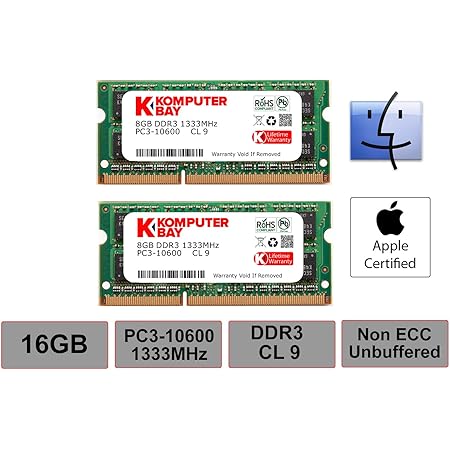 Amazon Komputerbay 16gb 1333mhz Laptop Memory 4pin So Dimm Ddr3 1333 Pc3 2 8gb Lifetime Warranty Komputerbay パソコン 周辺機器 通販