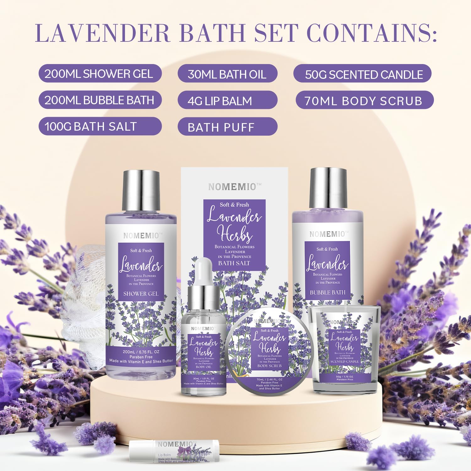 Valentine's Day Gift for Women, Spa Gift Basket for Women, 8pcs Lavender Spa Kit Set with Body Wash, Bubble Bath, Scrub, Bath & Beauty Skin Care Gift Sets, Christmas Gifts Set for Women, Her, Mom - Image 2
