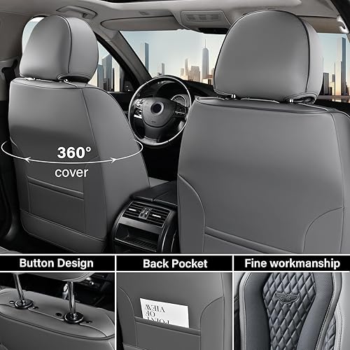 Miniatura 54 de Coverado - Fundas para asientos de auto, juego completo, funda blanca impermeable, fundas delanteras y traseras, funda de lujo, protector de Blanco