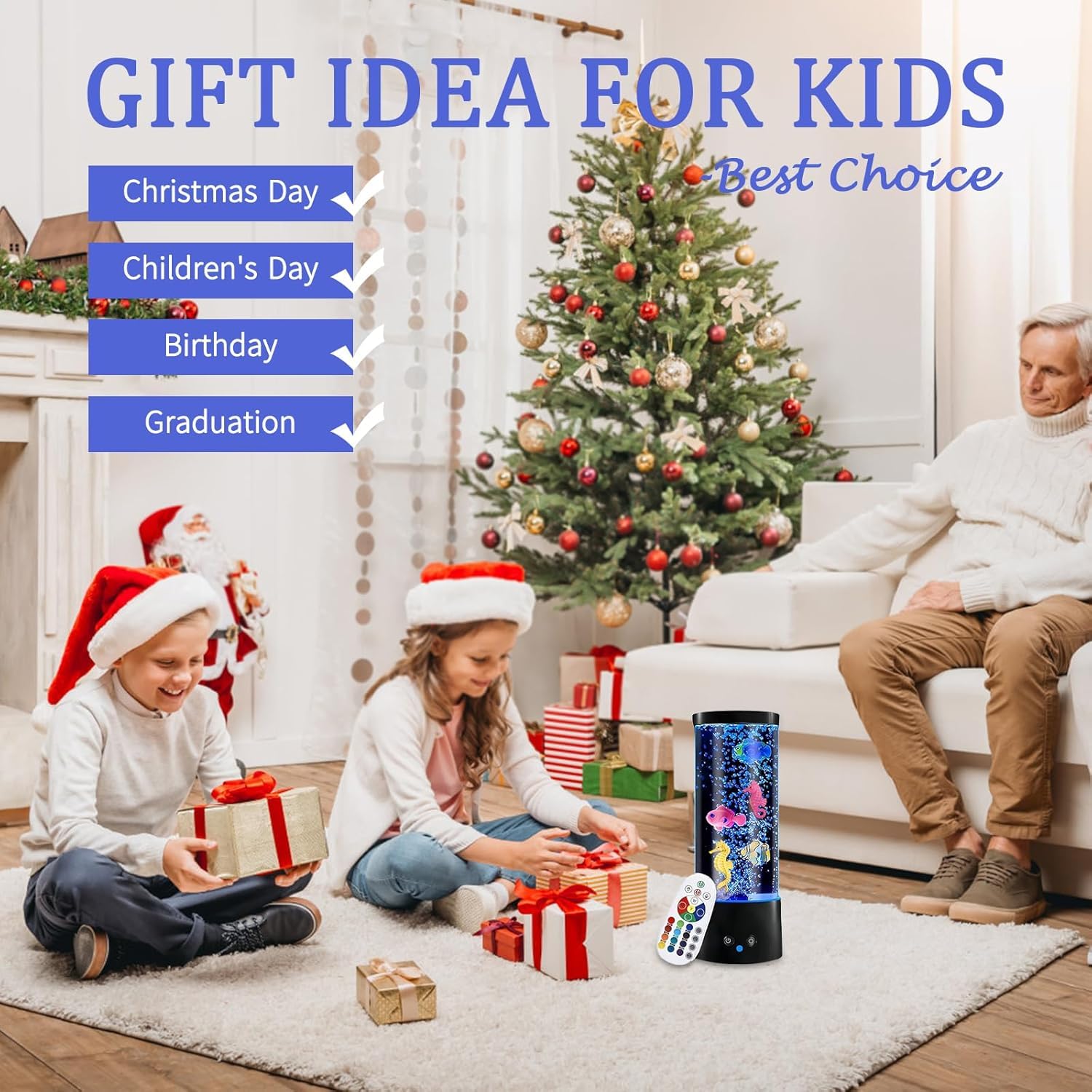 GWEUZMAL - Lámpara de pez de burbujas que cambia de color, 17 colores ajustables, decoración de luz de estado de ánimo para aliviar el estrés, adecuada para adultos y niños, decoración de oficina en 5