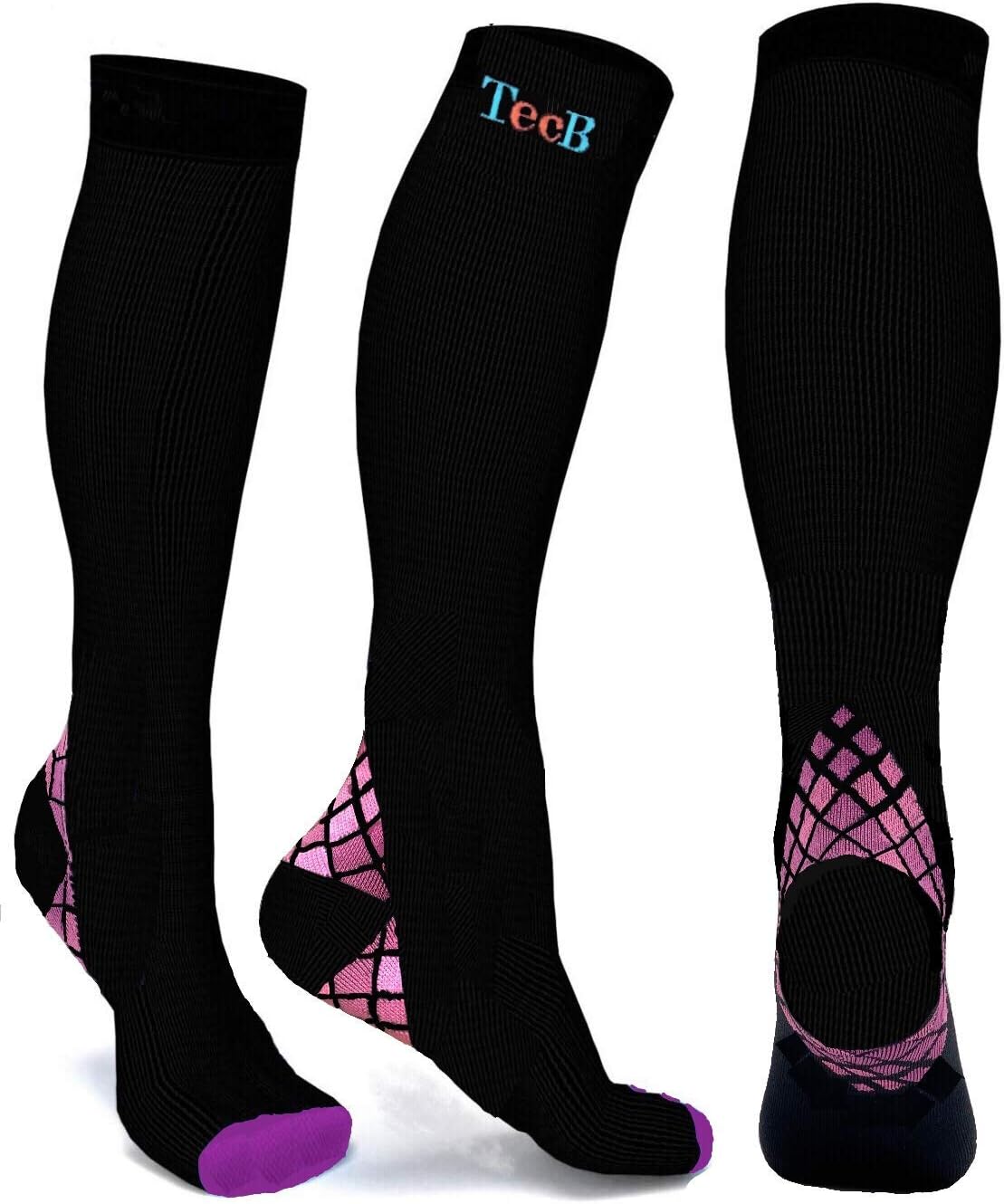 Compression Socks/ (20-30 mmHg) Angle Support, Graduated Athletic Fit for Travel, Running,Sports Socks, Shin Splints, Flight & Maternity Pregnancy. Boost Stamina, Circulation (S/M, Pink 1 Pair)