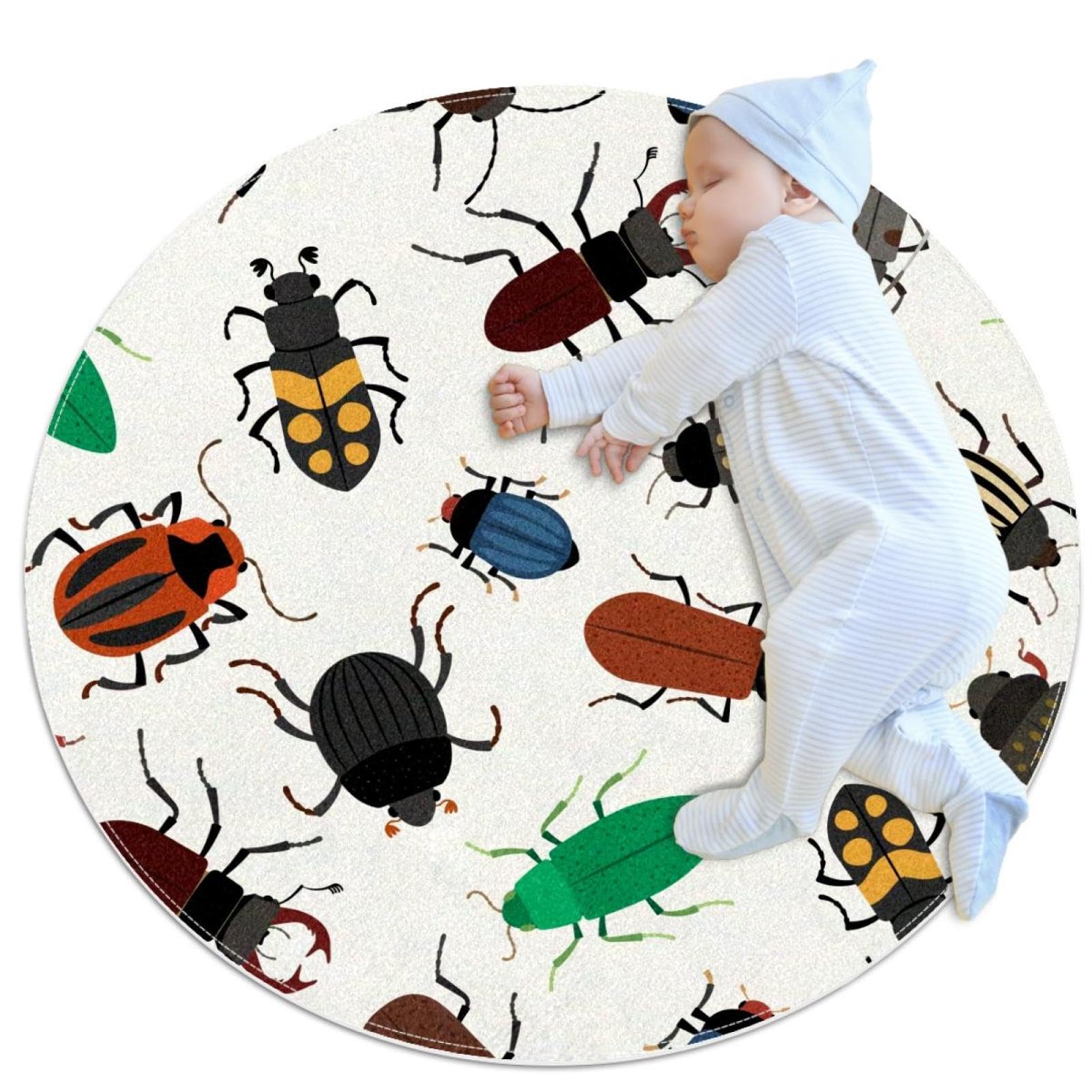 Paillasson canapé et tapis de salle de bain antidérapant rond motif insectes