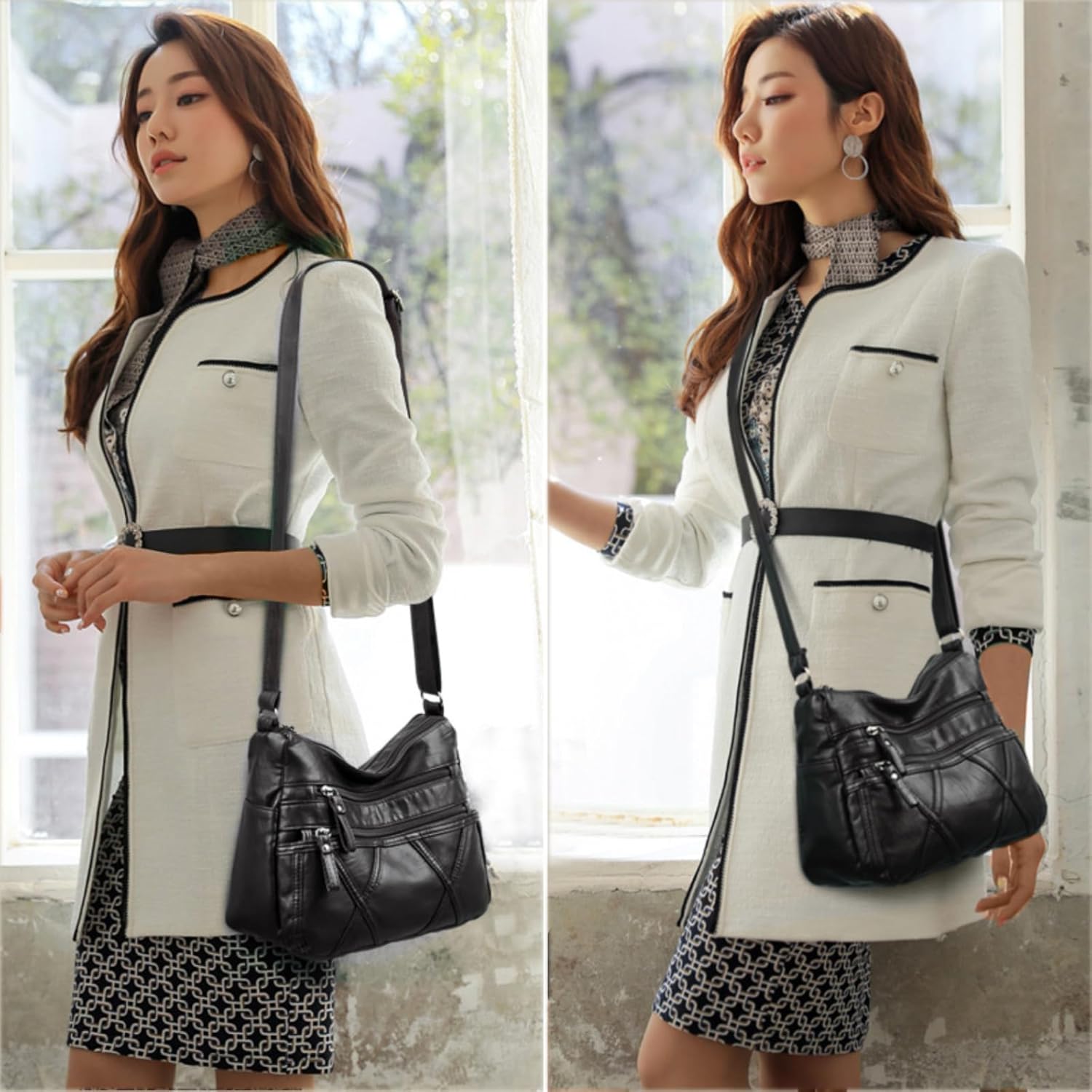 Crossbody Bag for Women Lightweight Shoulder Bags Ladies Soft PU Leather Handbags Multi Pocket Messenger Bags - Image 2