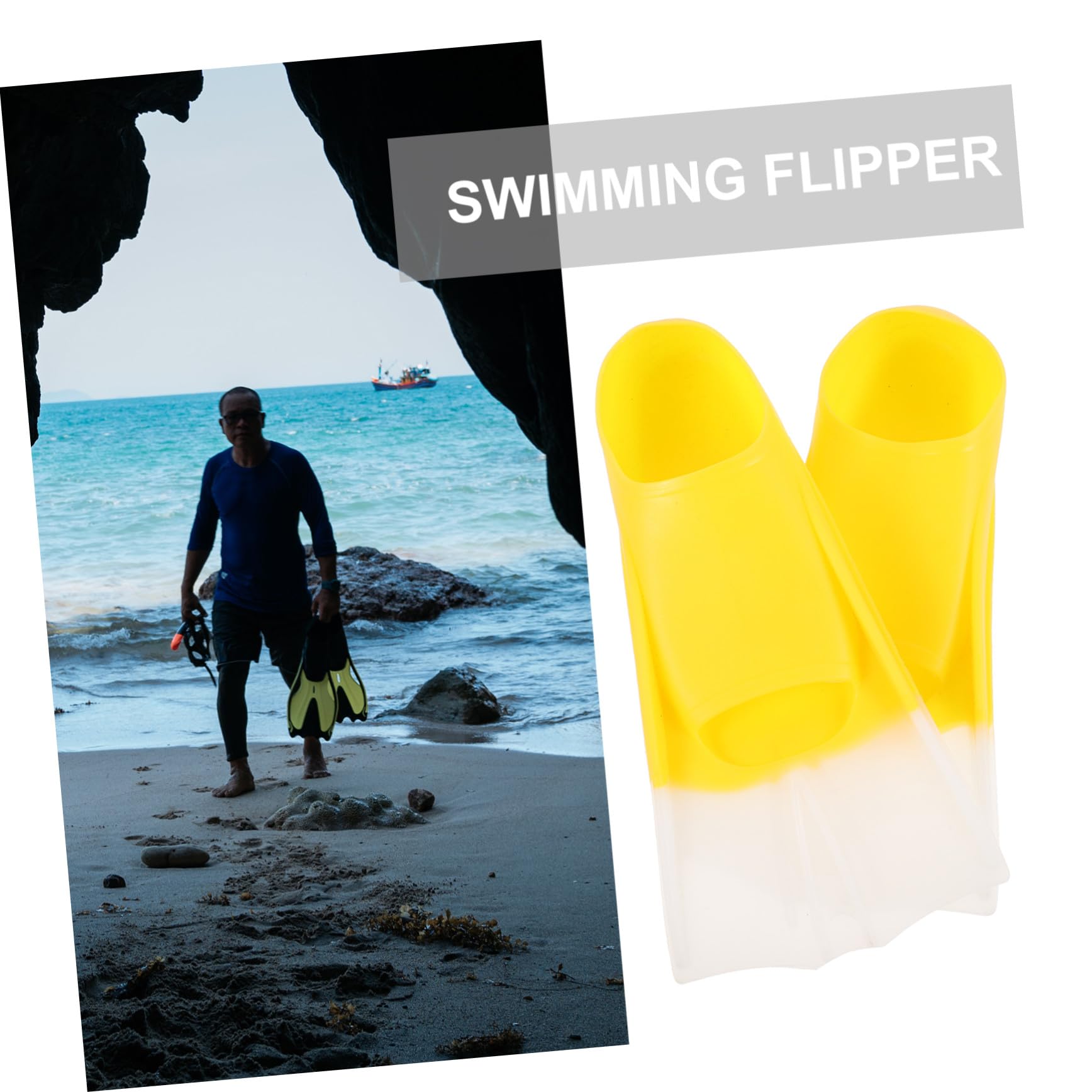 Pinne da Immersione Corte in Silicone 2 Pezzi Giallo Bianco | Adulti, Uso Mare e Piscina, Leggere e Flessibili, Formato Pratico da Portare