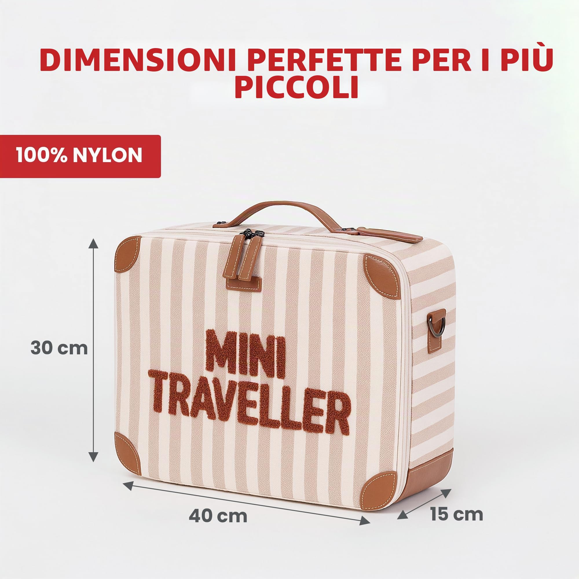 Childhome, Valigia per bambini, Weekend, formato cabina, bagaglio a mano, compatto, resistente, con maniglia per il trasporto semplice, etichetta nome, design, finta pelle, misto, mini viaggiatore,