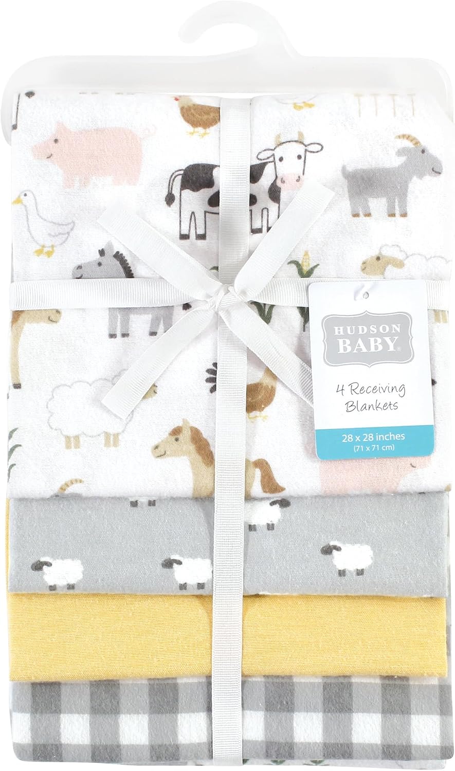 Hudson Baby Unisex Baby Cotton Flannel Receiving Blankets, Cute Farm, One Size