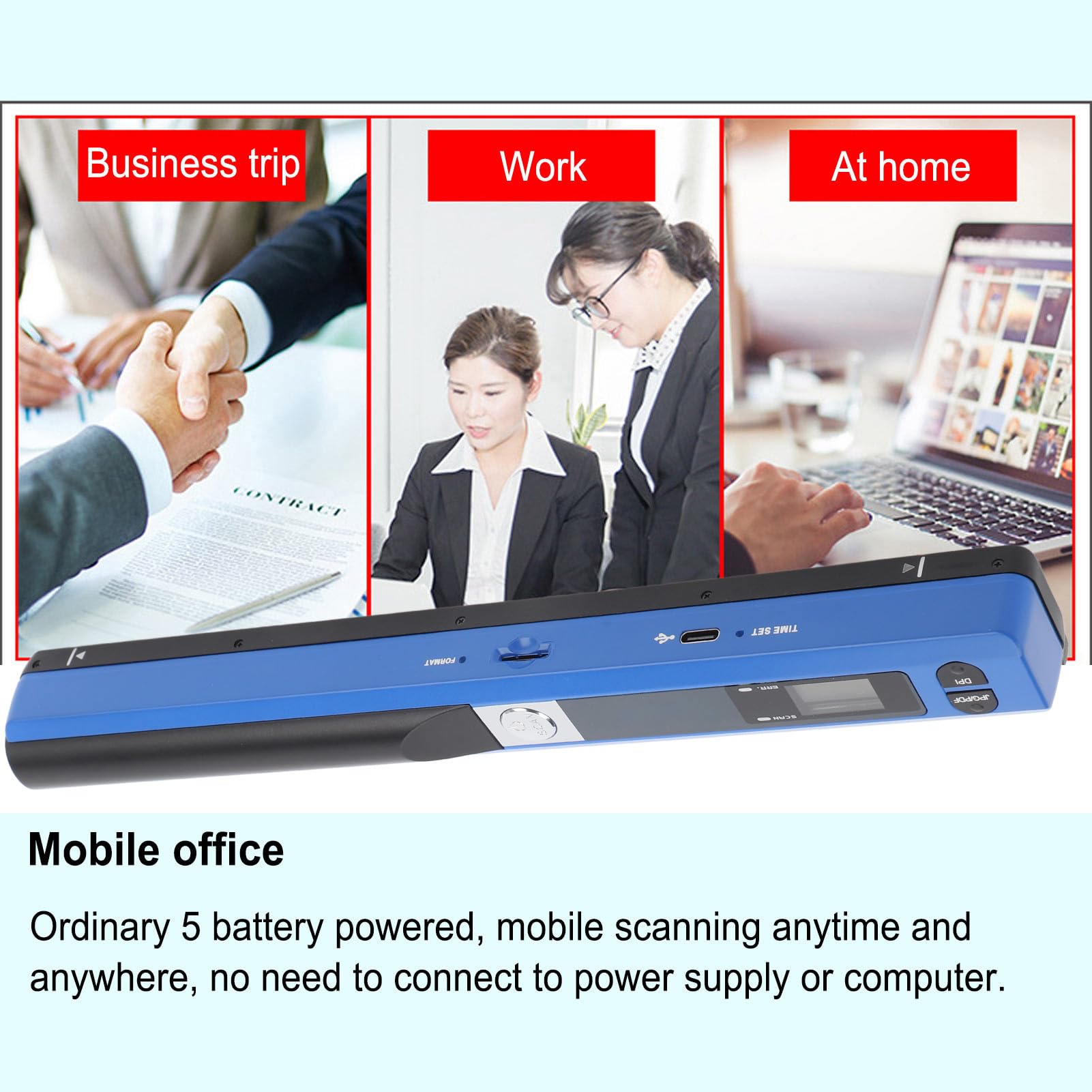 Portable Document Scanner Wand for A4 Documents Fast Scan to JPEG, PDF Files 300DPI,600DPI,900DPI, USB Scanner Handy Scan Ideal for Business, Travel, Office, Home