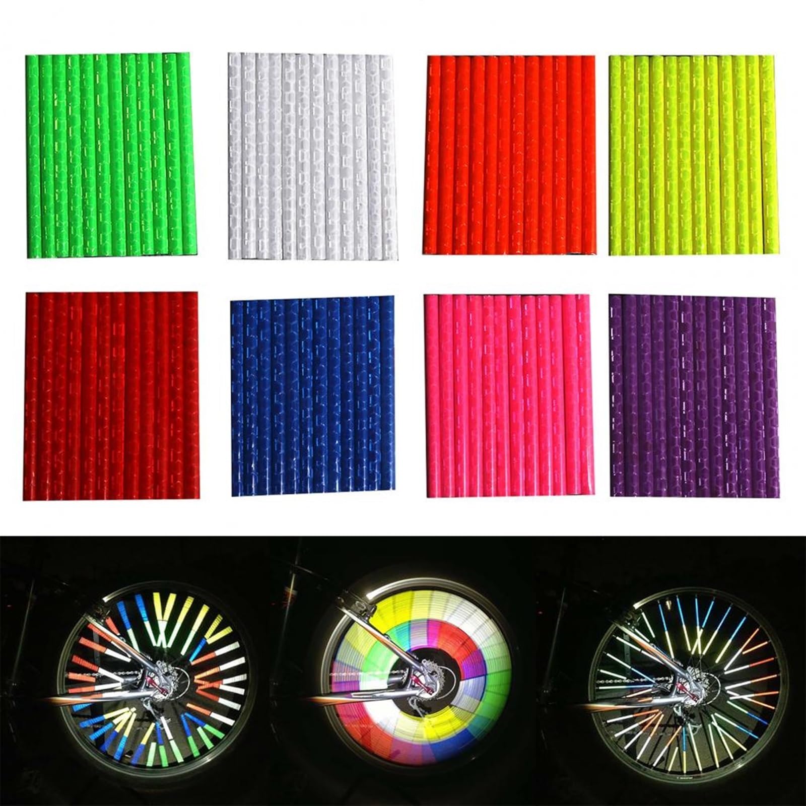 Catadioptre Tubes réfléchissants for vélo, Tubes à Rayons de Roue, Feux d'avertissement, Bandes réfléchissantes, 12 pièces/Pack Catadioptre Velo(Purple)