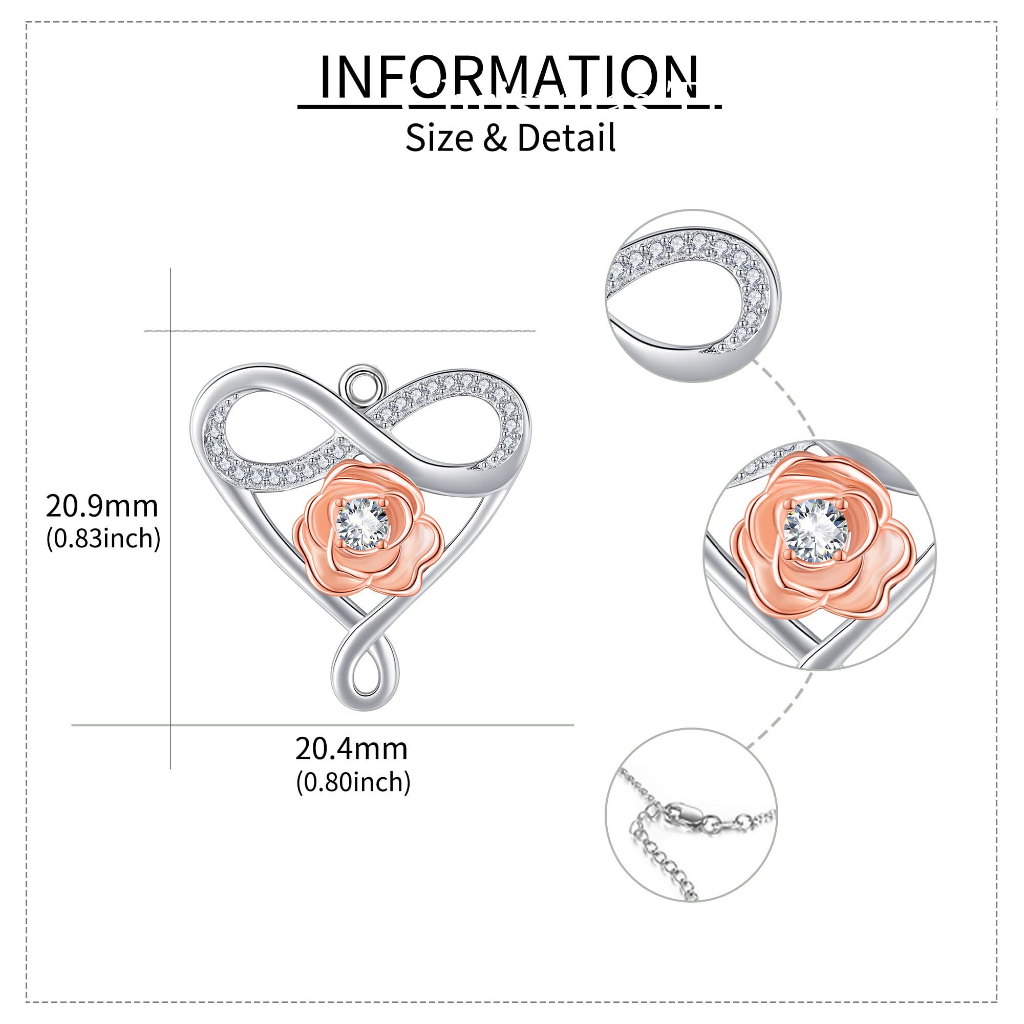 ONEFINITY Collana con ciondolo a forma di cuore, in argento Sterling 925, con ciondolo a forma di infinito, idea regalo per le donne, Zirconia cubica