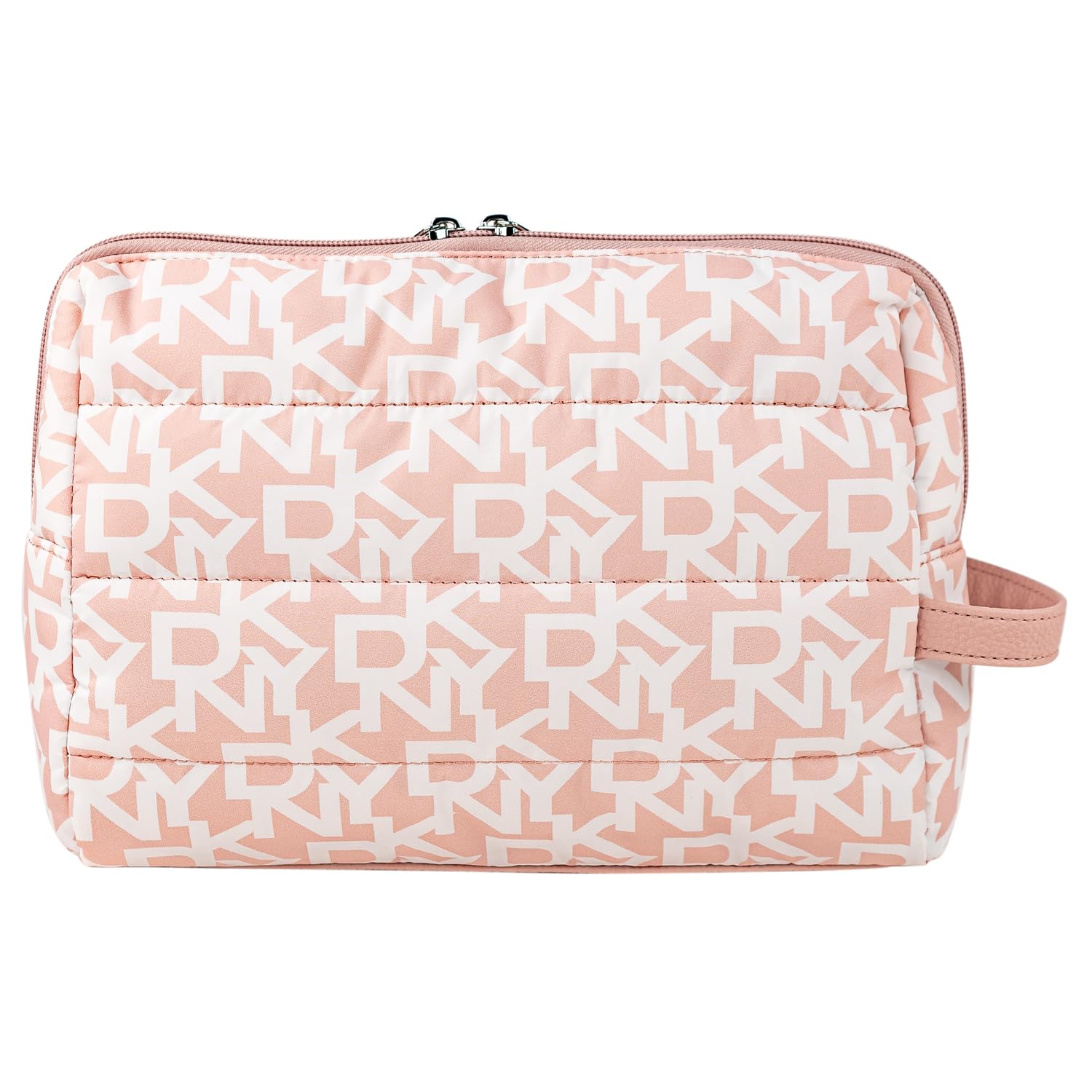 DKNY - Neceser Viaje Grande Mujer Bolsa Aseo Mujer Plegable Impermeable con Compartimentos Organizadores para Cosméticos y Accesorios de Higiene, Rosa empolvado