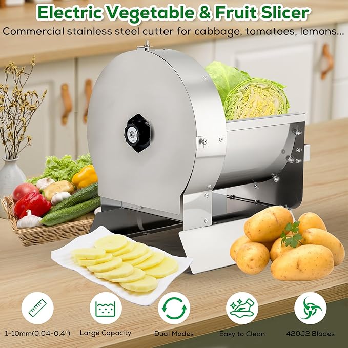 Cortadora Eléctrica de Verduras y Frutas 2 en 1, Ajustable 0.04-0.4" miniatura 3