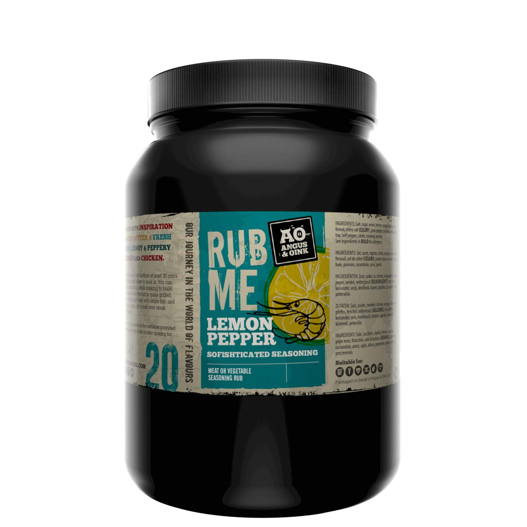 Angus & OinkLemon Pepper Seasoning | Sofishticated Citrus Flavour | Ideal for Seafood, Chicken & Pork | Fresh, Zesty & Herb-Infused | 1.1kg